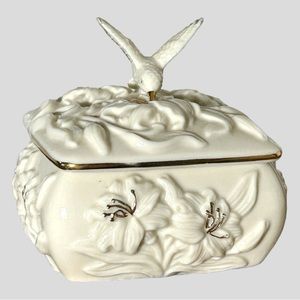 💰 5 FOR $40 / VINTAGE LENNOX PORCELAIN 24K GOLD TRIP HUMMINGBIRD TRINKET BOX